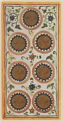 De Zeven van Munten, facsimile van een tarotkaart uit het 